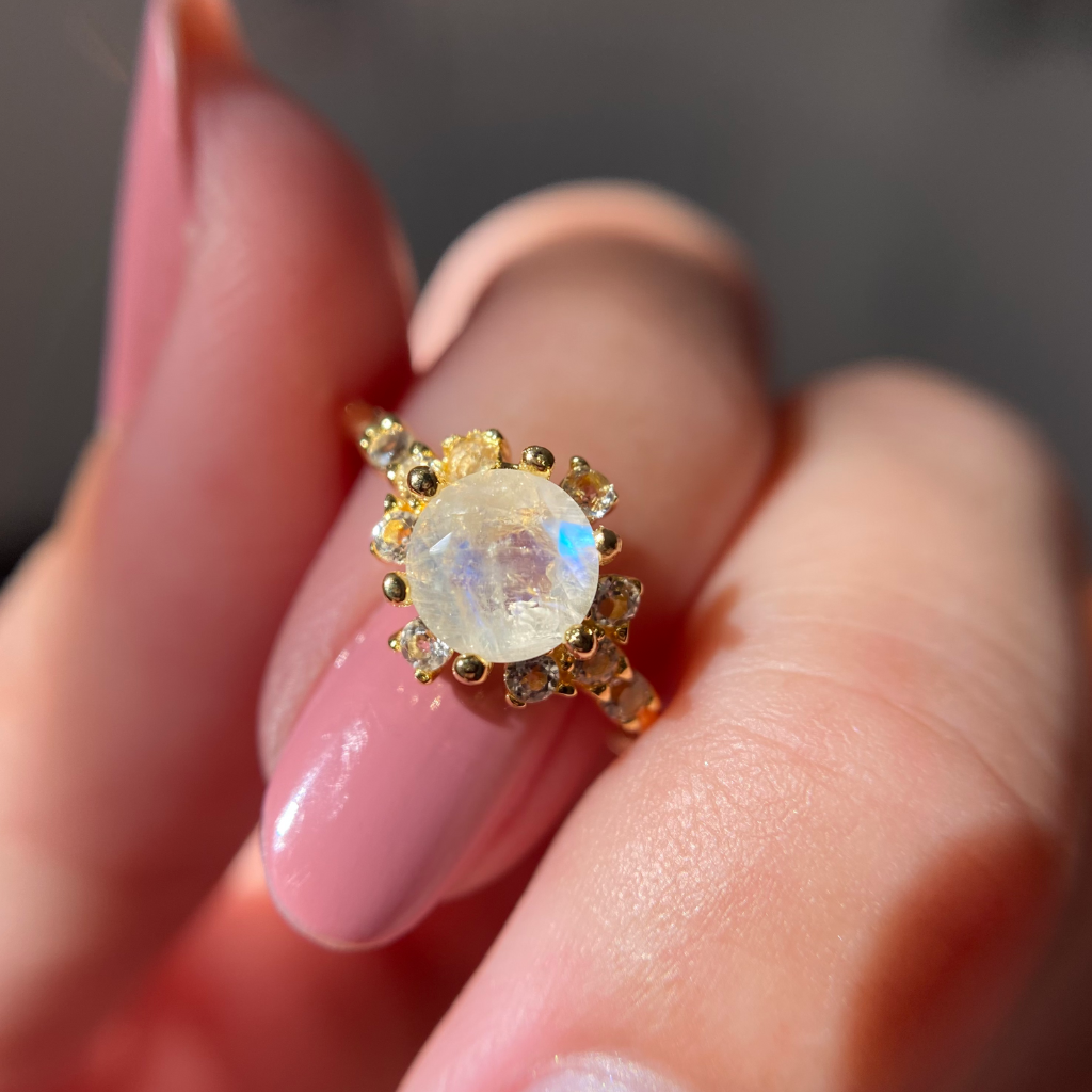 EIGHTMOON Moonstone Ring 14ct Gold Vermeil | Moonstone Jewellery