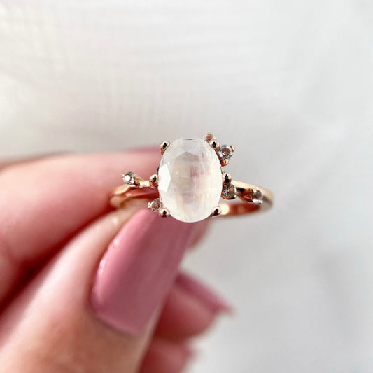 Ethereal Moonstone Ring (18ct Rose Gold Vermeil)
