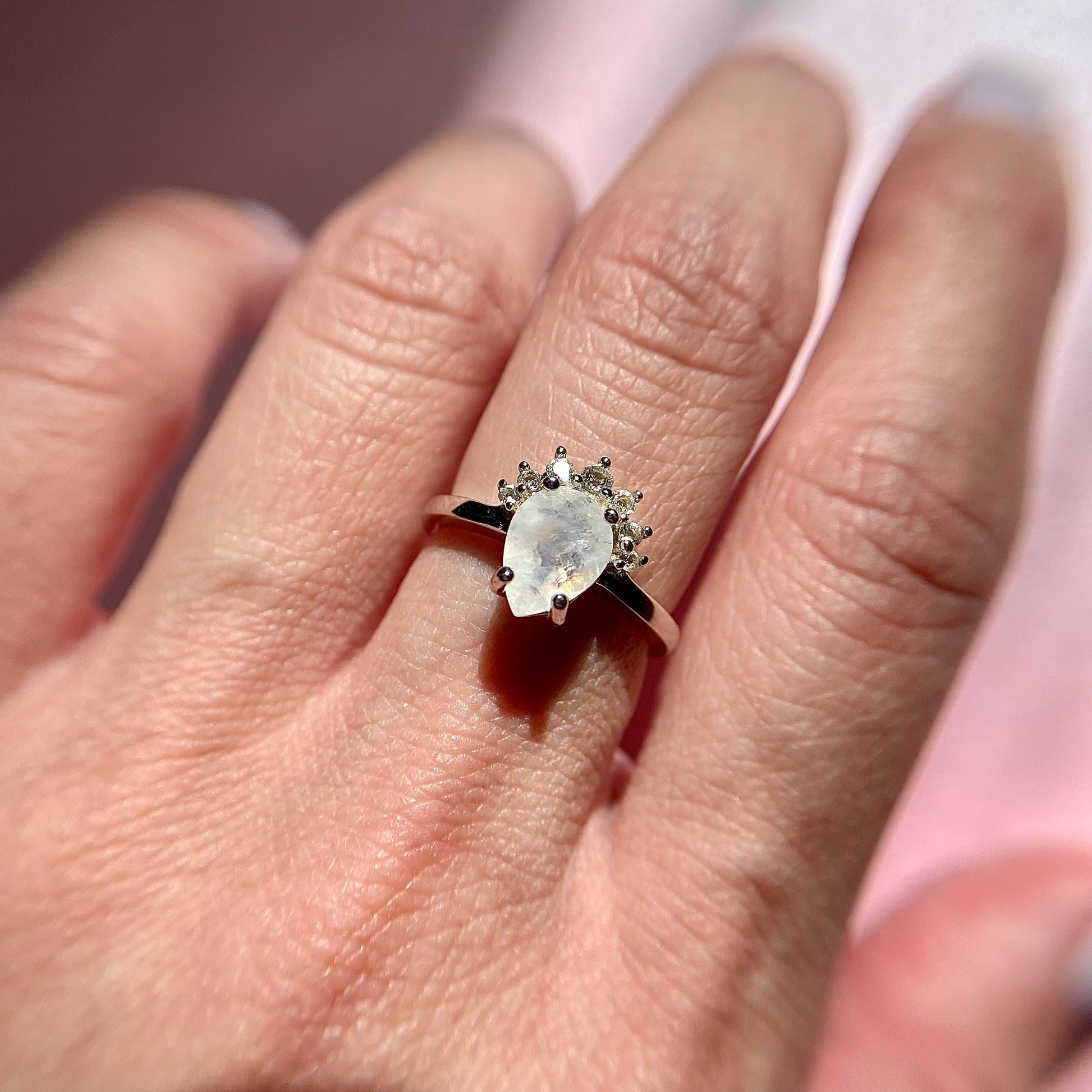 Moonstone Teardrop Ring