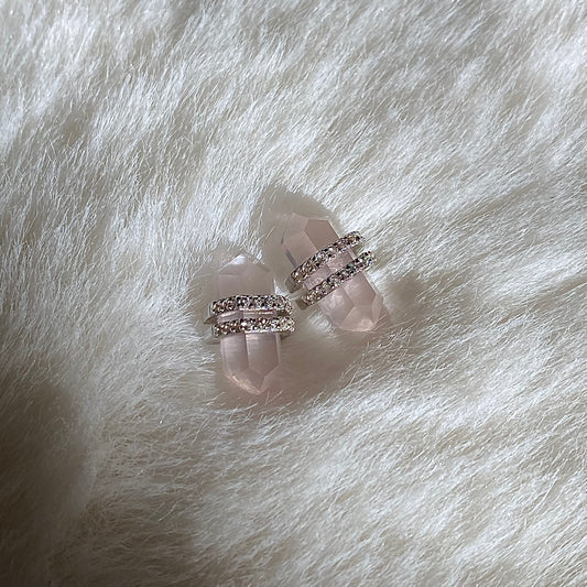 EIGHTMOON Rose Quartz Earrings, 925 Sterling Silver